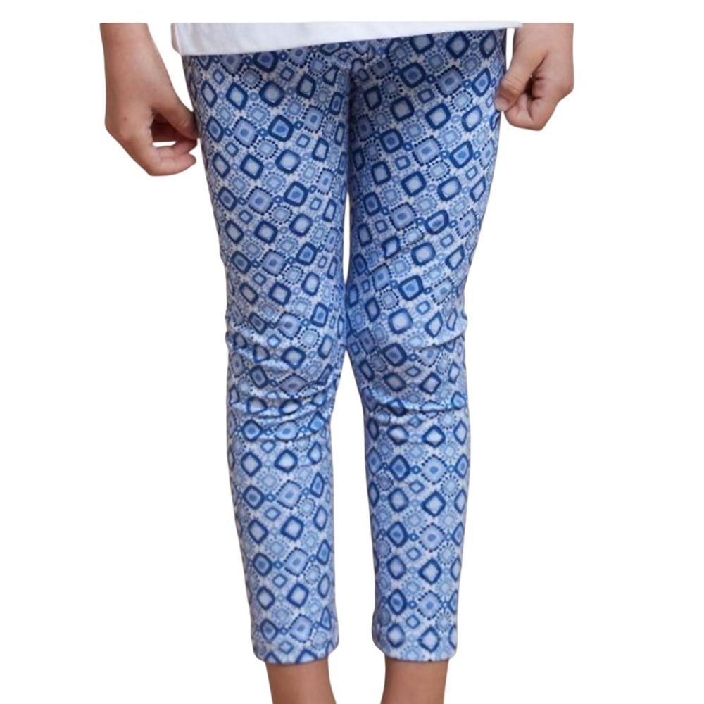 Mayoral| Kids Girls Blue Geometric Print Pants/Leggins- Size 7
